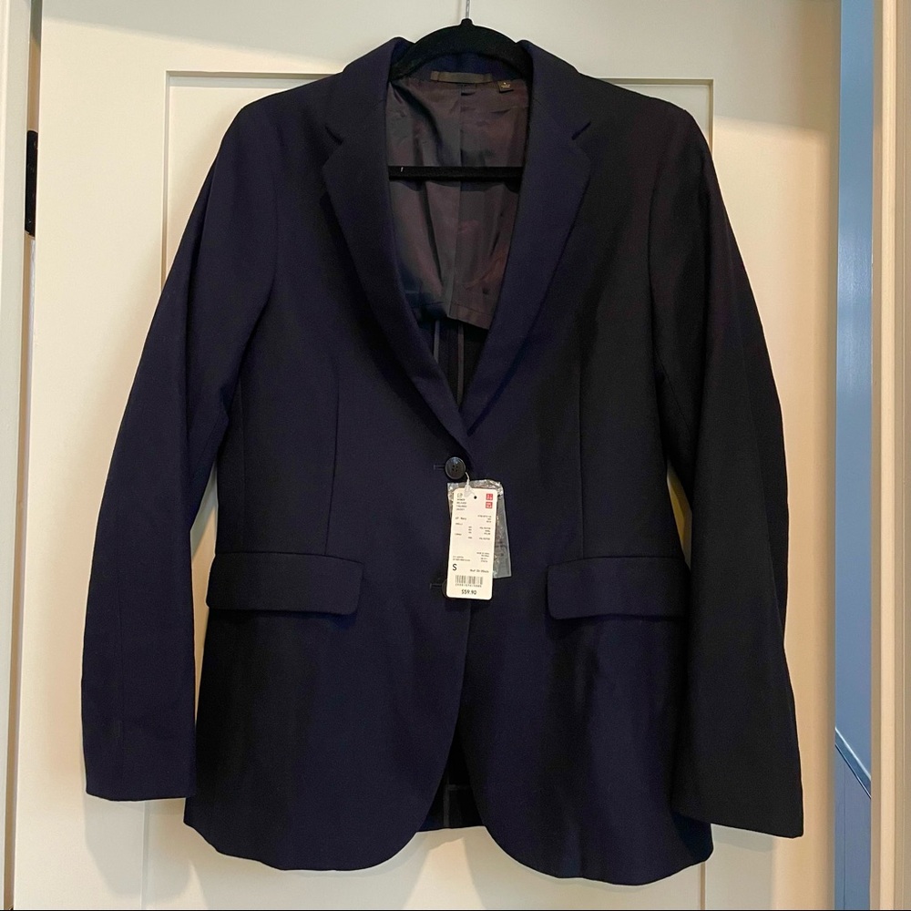 Uniqlo Wool Blend Navy Blazer Small NWT Preppy Collegiate Jacket